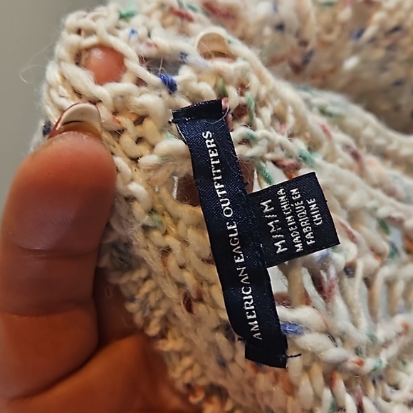 American Eagle Outfitters women's LG crochet cable knit sprinkles color sweater - Picture 3 of 9